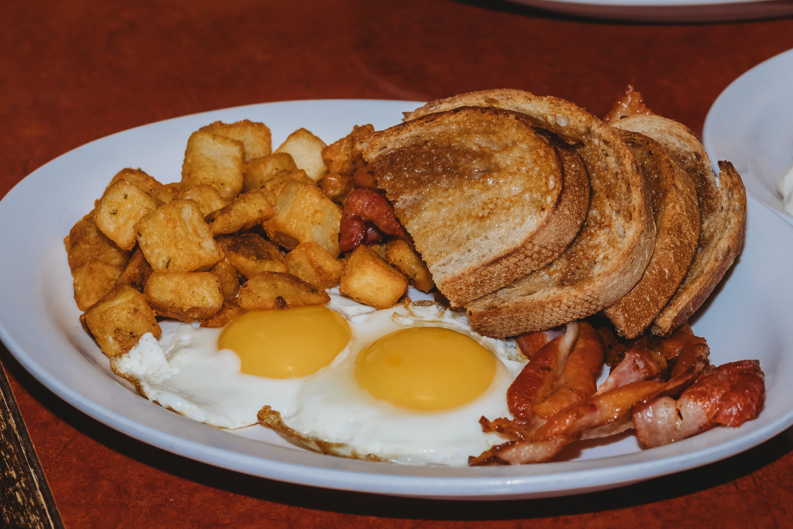 Two egg breakfast plate